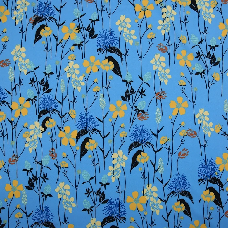 Digital print woven 50D polyester spandex floral 4 way stretch fabric for party dress