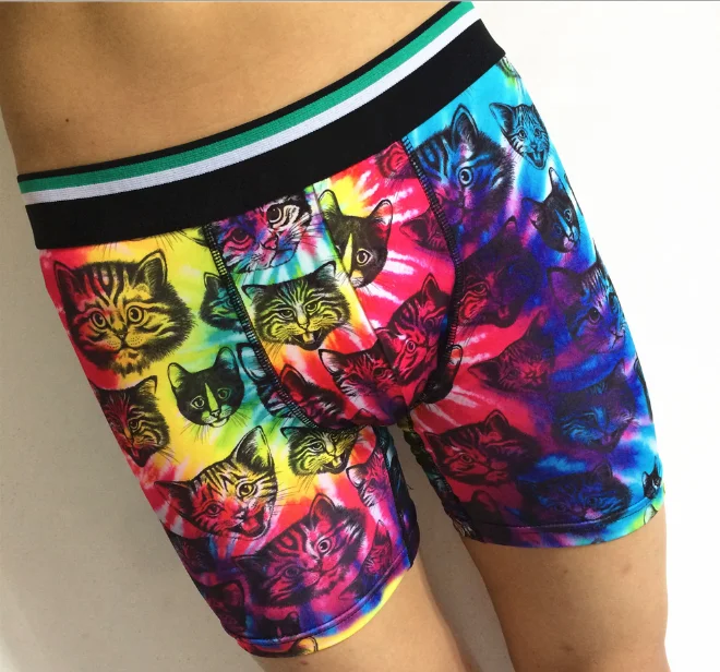 Custom printed boxer briefs under wear men long leg shorts sporty panties light weight fabric soft mens cycling underwear