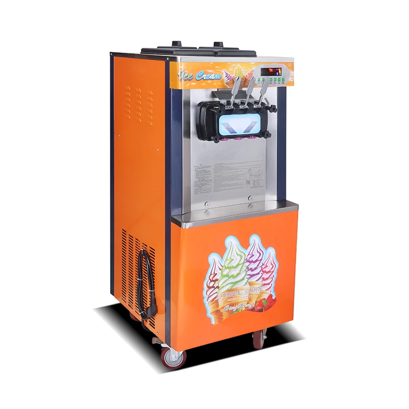 Wholesale air cooled rainbow three-head soft serve swirl ice cream machine for ice cream making