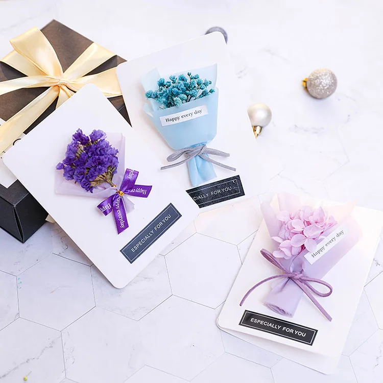 Оригинальная Подарочная коробка на День святого Валентина, рождественский подарок, мини-букет, поздравительная открытка с сухими цветами