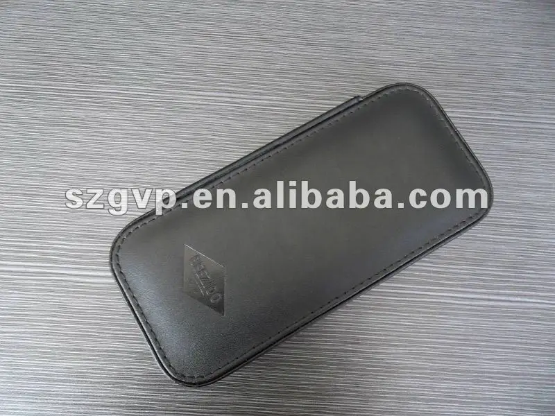 superior genuine black leather zipper watch case for single watch