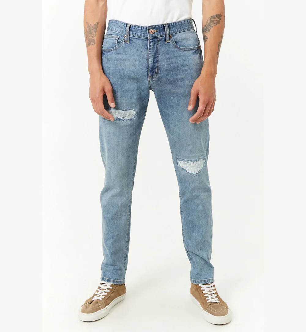 New design fashion damaged denim jeans cotton custom Jeans for men