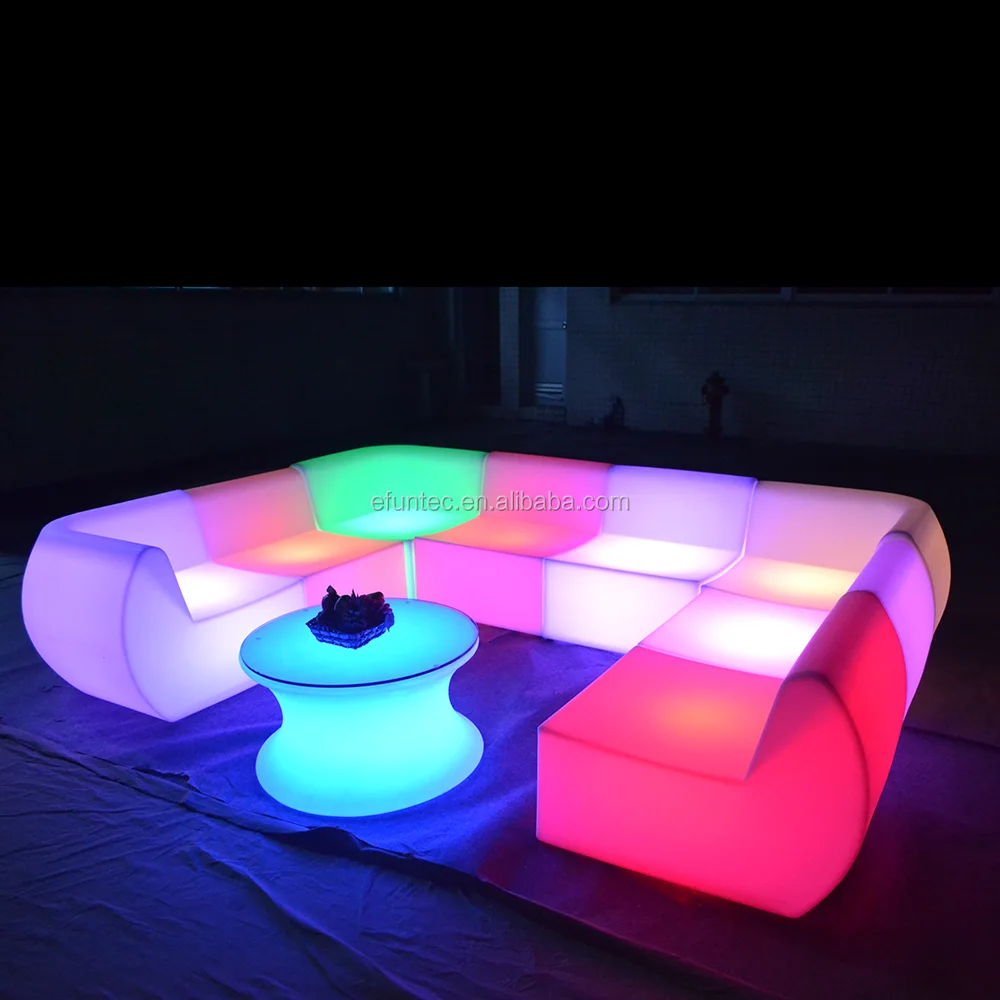 bar nightclub furniture set 16 colors changing illuminated led sectional sofas with remote control