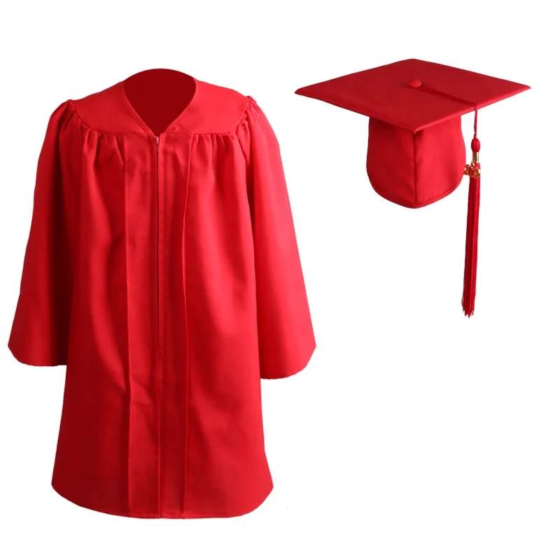 High quality wholesale children  black matte  kindergarten elementary preschool kids graduation gowns