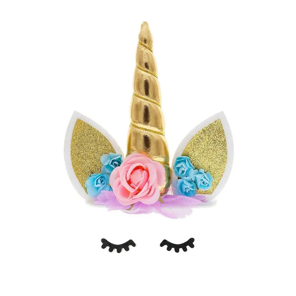Unicorn party  suppliers, Happy birthday decoration. Cake topper+eyelashes