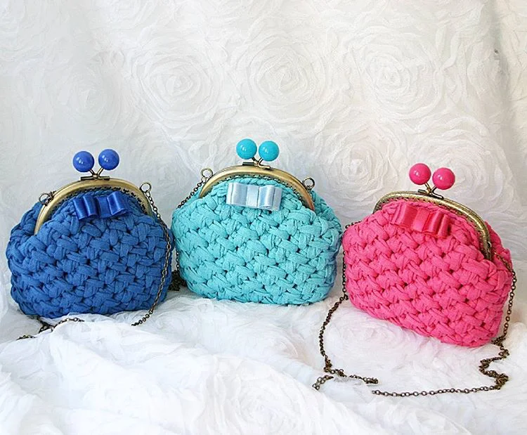 
fancy yarn printed crochet T shirt yarn bag yarn 