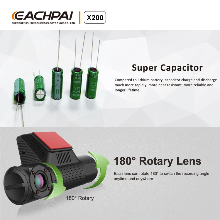 Видеорегистратор 1080P Передняя и внутренняя двойная камера с супер ночным видением wifi gps видеорегистратор Eachpai X200