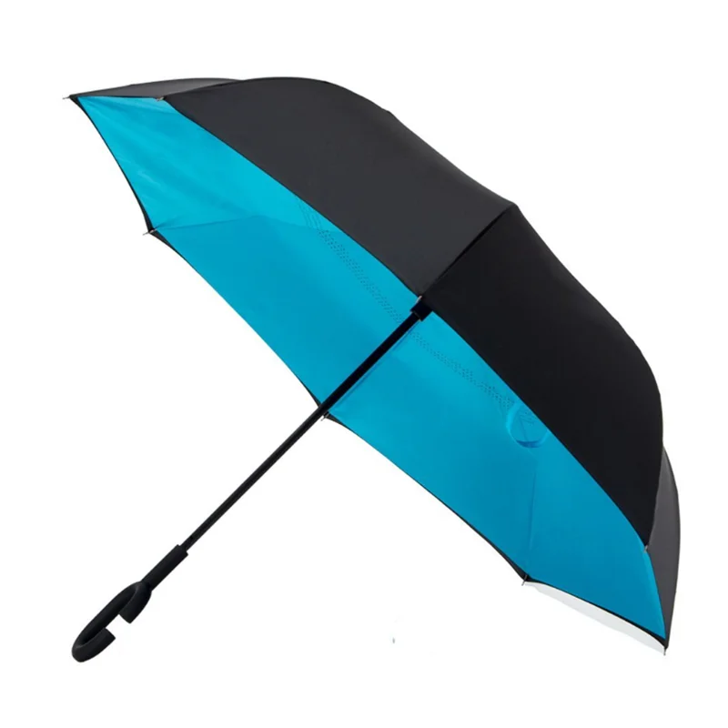 New Product 2019 Innovative 3 Fold Easy Hold Digital Printing Blue Sky Reversible Reverse Folding Umbrella