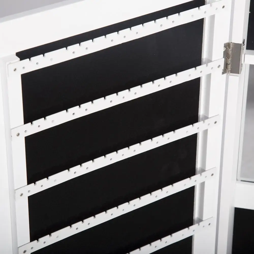 Wooden Wall Mount Cabinet with Lock Jewelry Storage Cabinet with Dressing Mirror