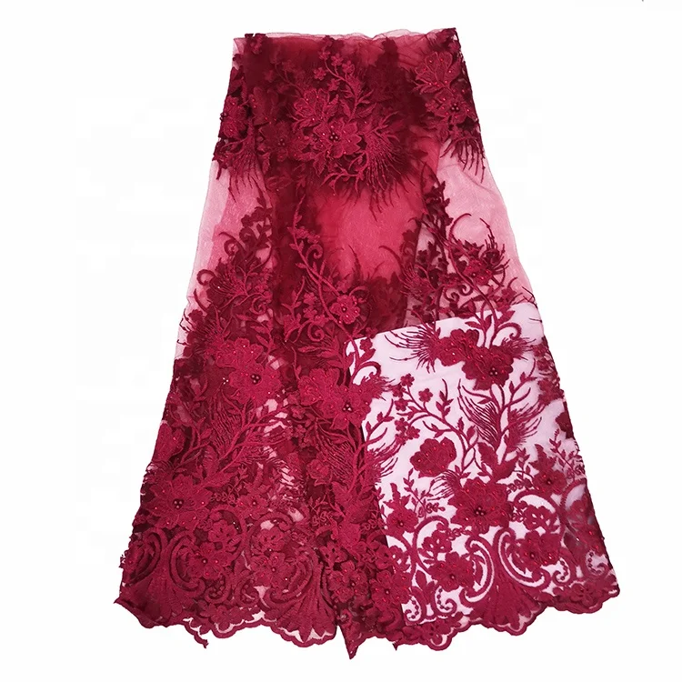 guangzhou high quality soft green embroidered lace fabric