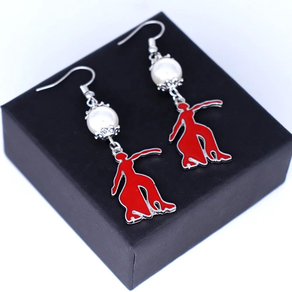 Metal Red Enamel Sorority Greek Delta Theta Fortitude Charm Earring College DST Union Souvenir Jewelry
