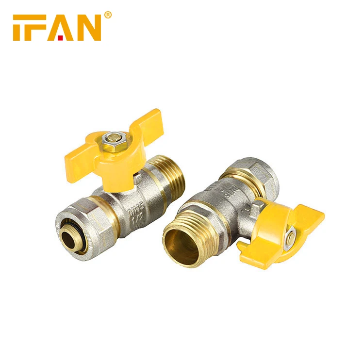16mm 1/2inch Gas Valve PAP Pipe Yellow Butterfly Handle Plumbing fittings Male Ball Valve