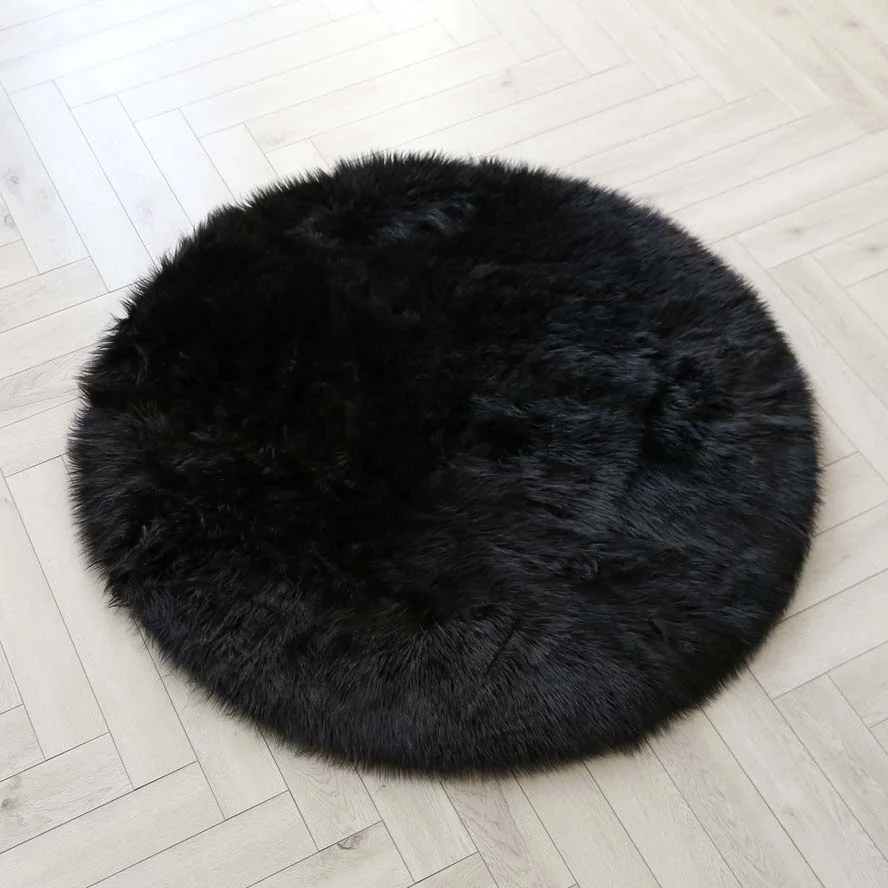 90cm Circle Simple Delicate Living room faux fur Rug Shaggy Carpet