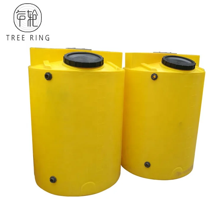 PE Rotomolding Poly Cone Bottom Chemical Dosing Tank With Outlet Drain and Mixing Machine 0.55KW