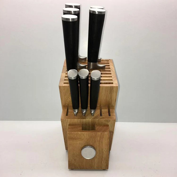 16 slots solid wood magnetic knife block set