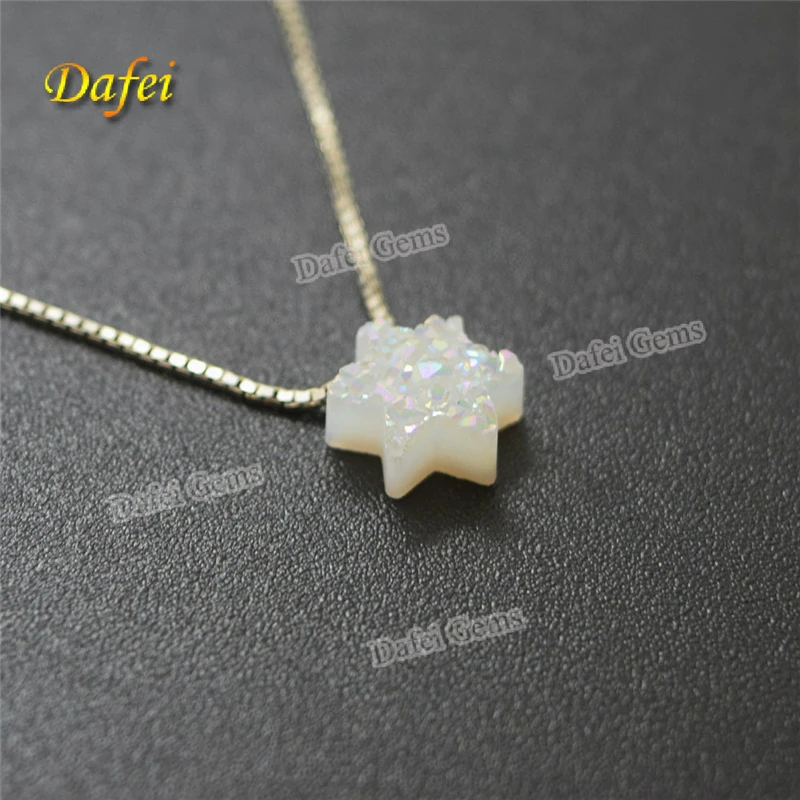 Wholesale Opal White David Star Natural Drusy For Jewelry