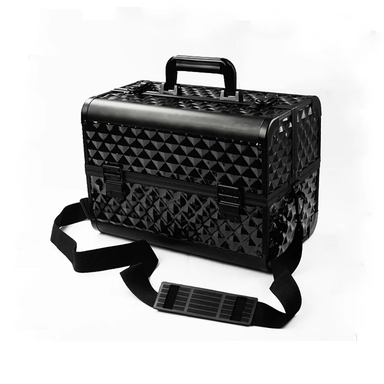 
Double open portable multi use low MOQ makeup train case black 