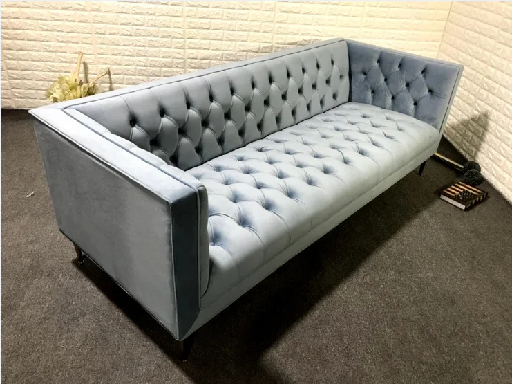 American popular stainless steel legs tufted sofa design