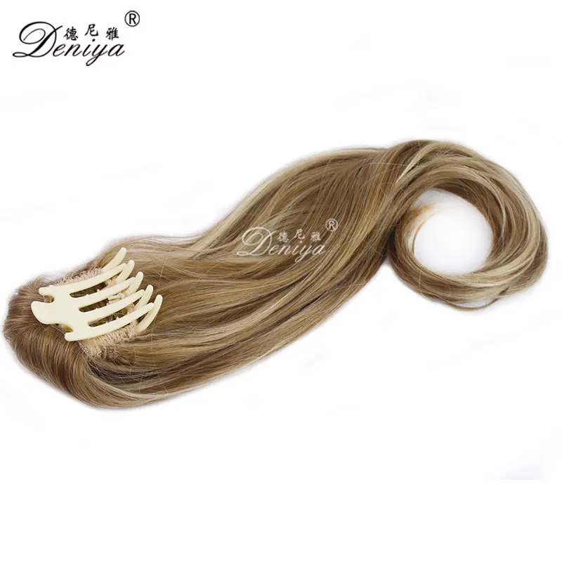 
High quality extremely light curly European style synthetic jaw claw ponytail apply hair extension 
