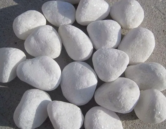 Tumbled snow White pebble stones for landscaping