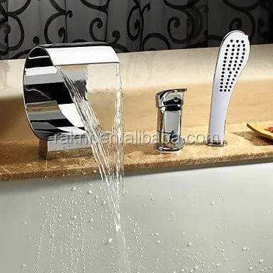 Three Holes Waterfall Bathtub Faucet Bath Tub Mixer Taps Bathtub Mixer