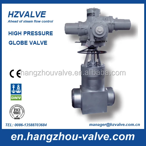 High pressure steam motorized globe valve