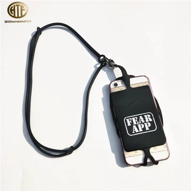 2020 Promotional customized logo silicone rubber lanyard cell phone case holder