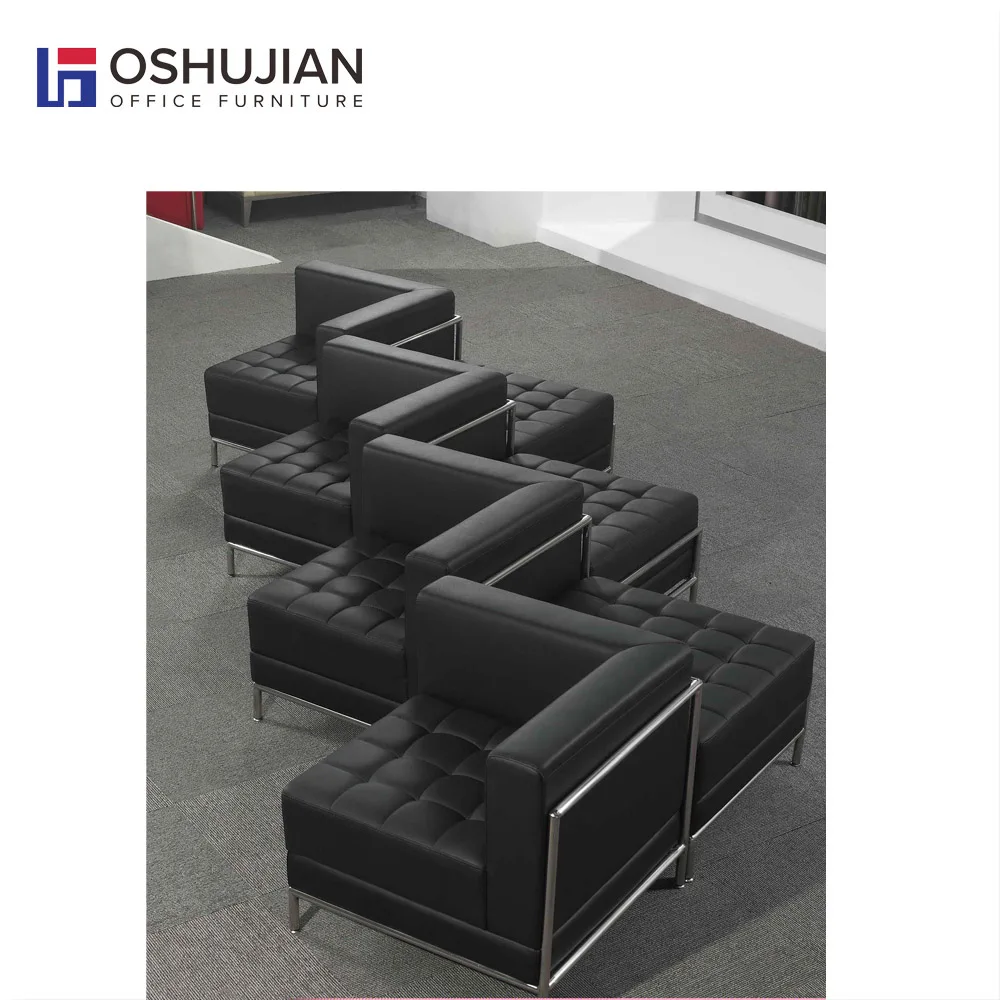 Classical design cheap waiting area sofa with PU cover