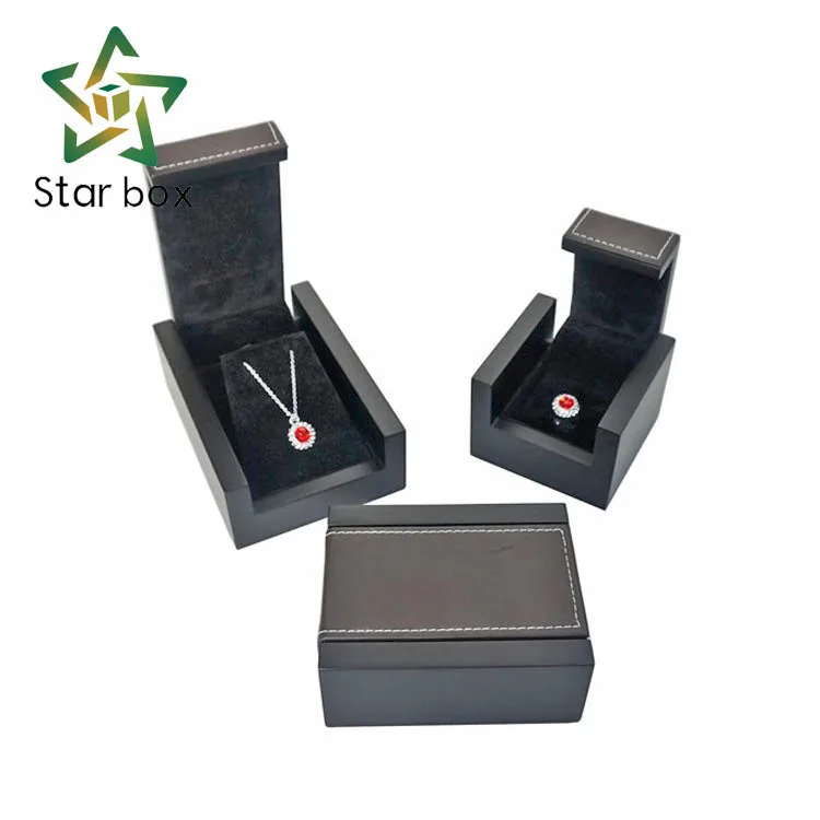 Hot sell customized PU leather matt lamination wooden jewelry packaging box