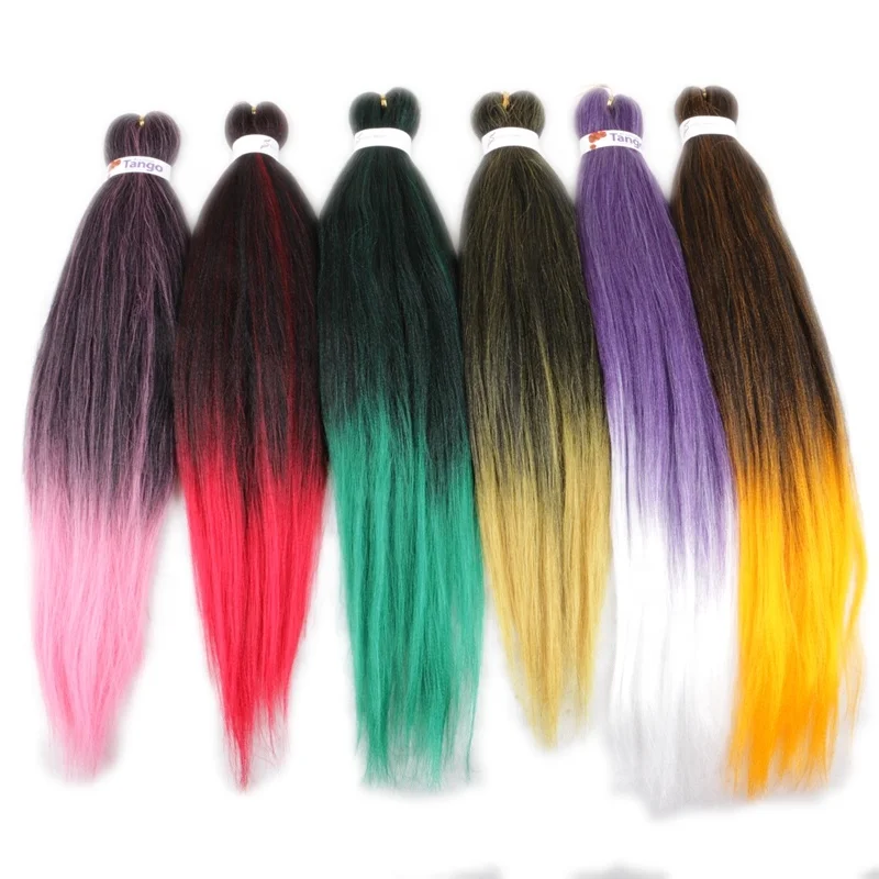 Low Temperature Flame Retardant Private Label Synthetic Pre Stretched Braiding Hair 1 Pack 26inch 95grams Yaki Is Acceptable