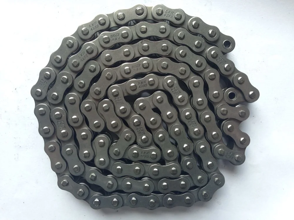 Peru motorcycle parts reinforced high tensile natural color 428H 150L motorcycle  chain