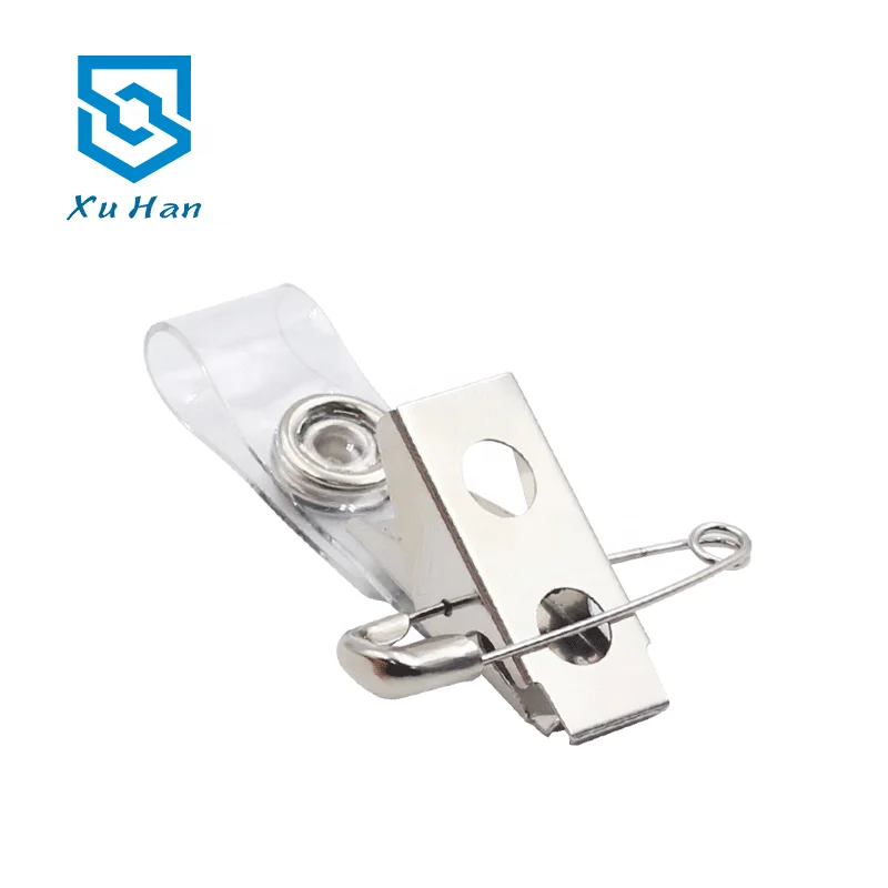 Factory direct sale, hot sell high quality metal badge clip with plastic strap for ID badge.