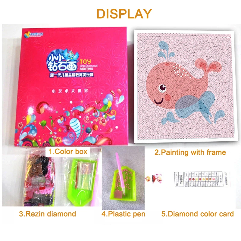 Children toy educational mini white frame cartoon diamond painting unicorn for kids