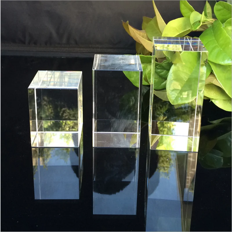 Wholesale k9 glass lasing trophy block clear 3d laser etched crystal cube engraved wholesale decorative glass blocks