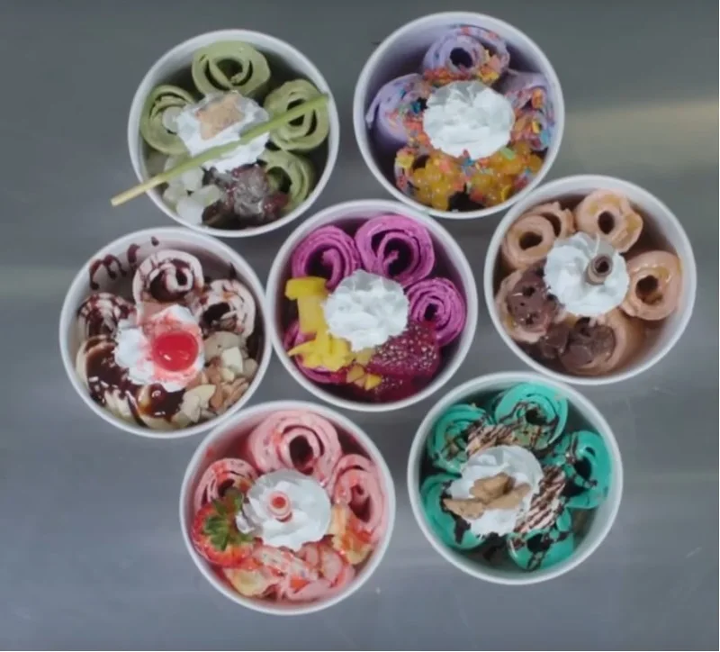 Industrial Two Square Pan High Efficiency Mobile Juice Sorbet Ice Cream Machine Thailand style Ice Cream Roll Making Machine