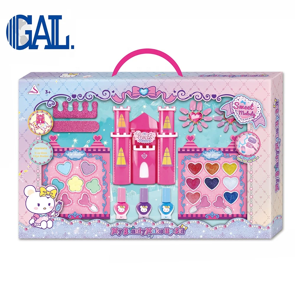 Hot sale kids eye shadow girl enjoying cosmetic case colorful castle shape make up set