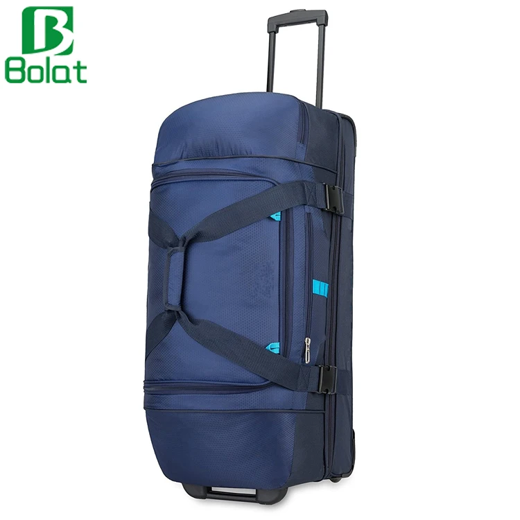 Oxford Rolling Camping Luggage Drop Bottom Wheeled Travel Bag Trolley Duffel Bag