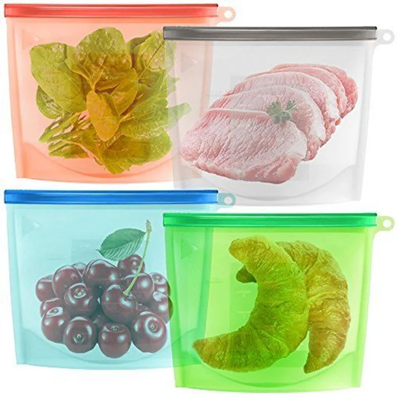 High Quality Custom Logo Zip Lock Reusable Silicone Food Freezer Storage Bag