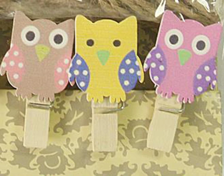 
High Quality Colorful Wooden Rope Owl Shape Note Cute Photo Clip 