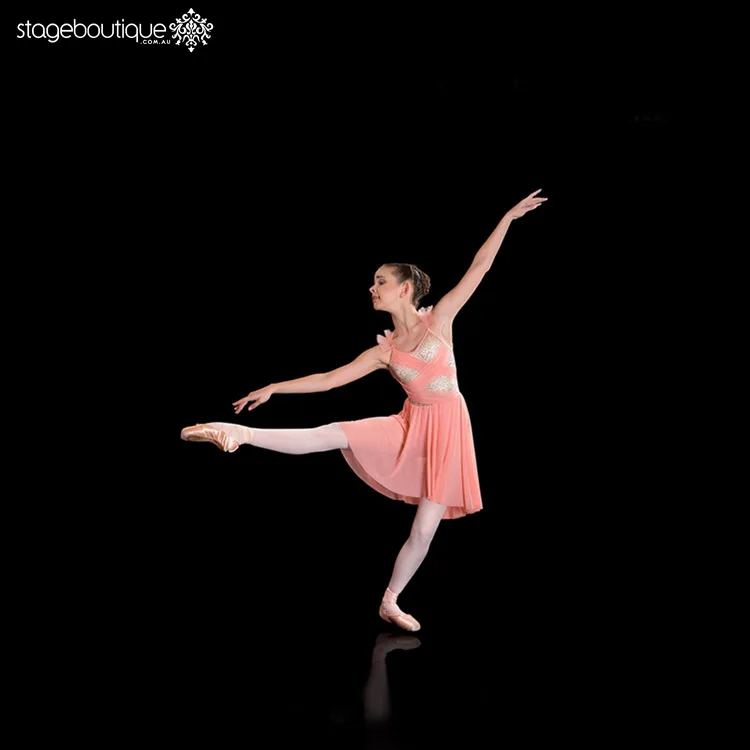 China Customized Professional Adult Latest Beautiful Lyrical Contemporary Costume Dance Solid Color Dress