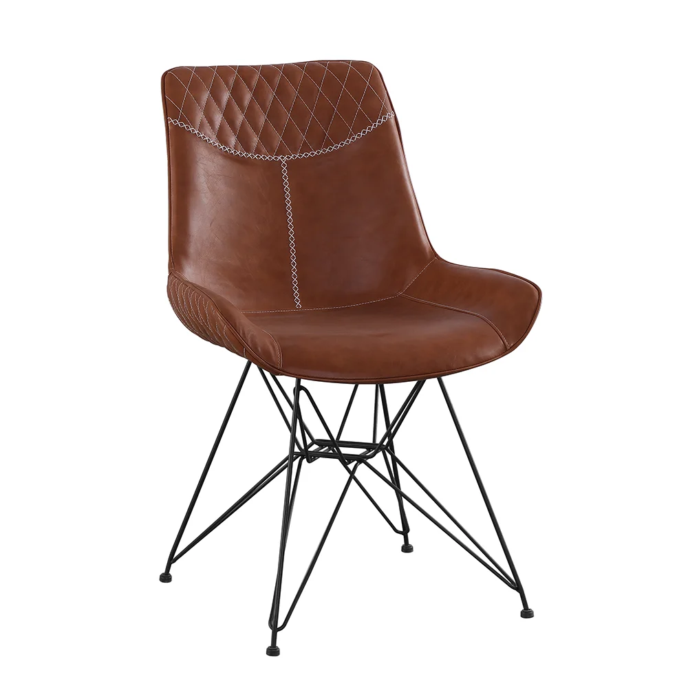 
New design leather cross legs luxury leather solid rod legs dining table chair used for home and hotel 