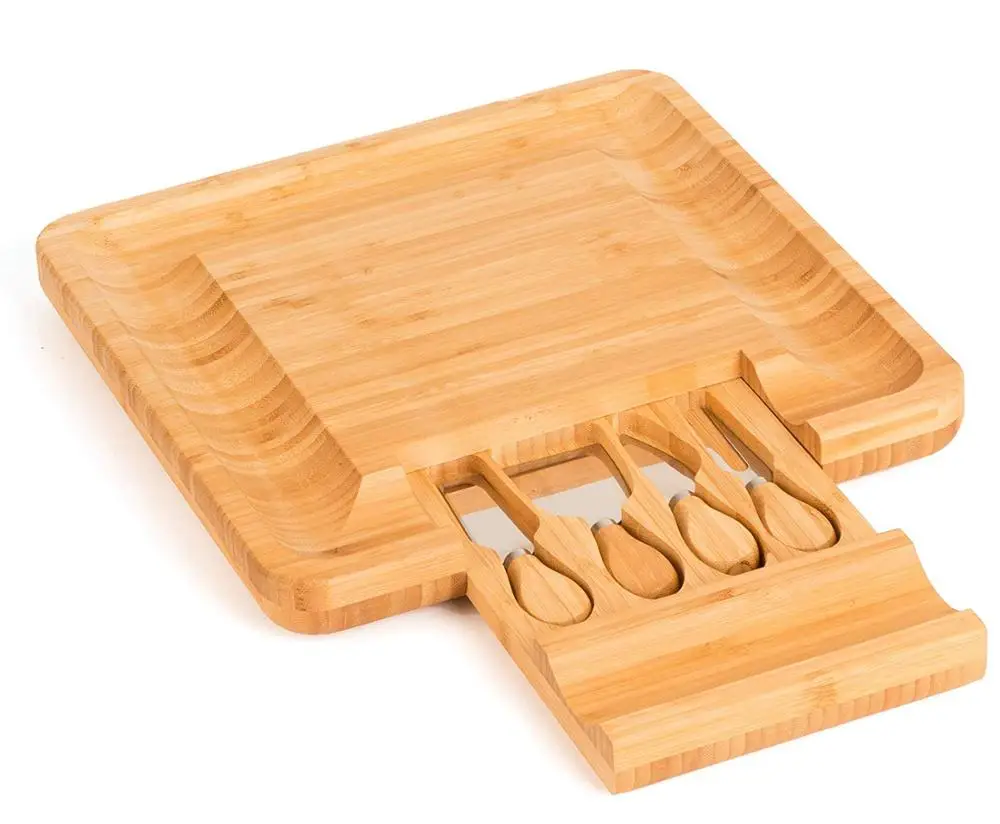 Bamboo charcuterie Board Set  Cheese Board with Knife Set Best for Wedding Housewarming Gift Cheese Board Set
