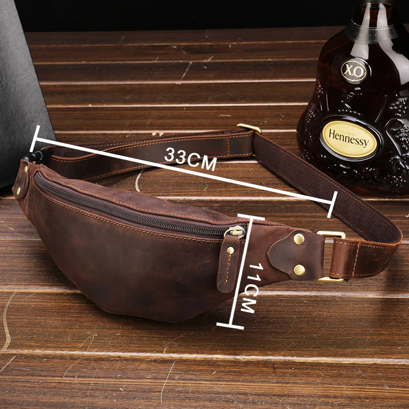 Hot Selling ODM Belt Bag Crazy Horse Leather China Factory Minimalist Waist Bag for Men