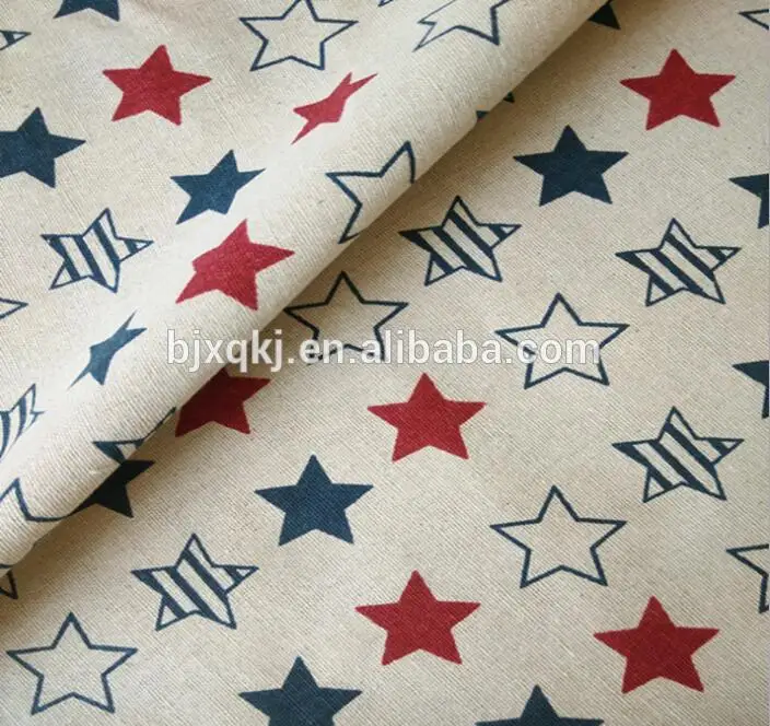 
Pure linen colorful stars printed soft linen cotton fabric with cheaper price 