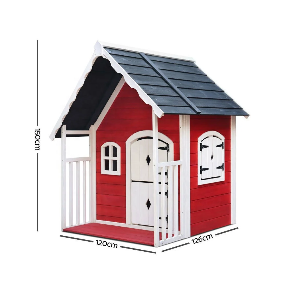 Kids Wooden Playhouse Children House Cubby Place Pretend Play Sturdy Fir Wood