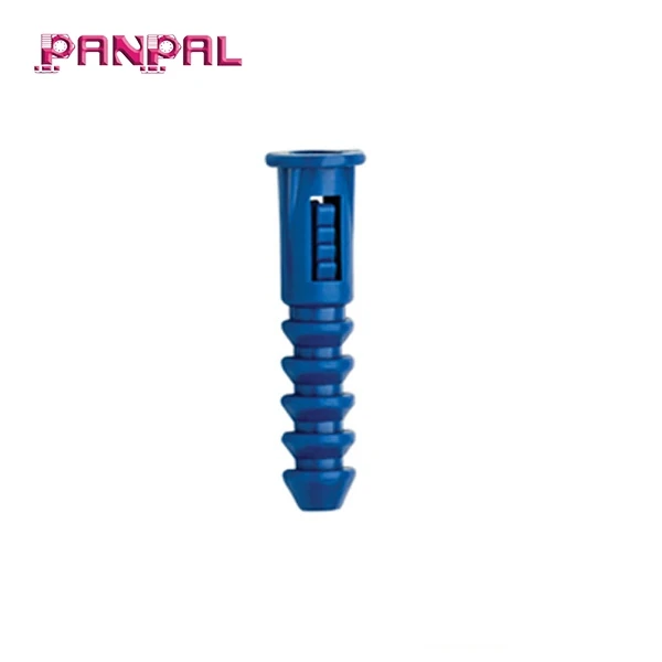 China factory supply Ribbed Plastic Anchor, 8-10-12 X 1-1/4-Inch, Blue, 100-Pack