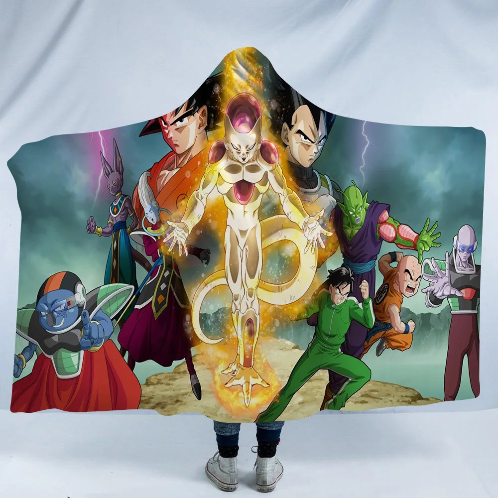 2020 Superheros Anime Decor 3D Print Hooded Blanket Sherpa Fleece Wearable Blanket Ultra Soft TV Computer Throwing Blanket