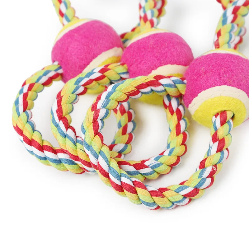 Orange 17cm Interactive Stretchy Figure Eight Loop Natural Cotton Dog Rope Toy with ball