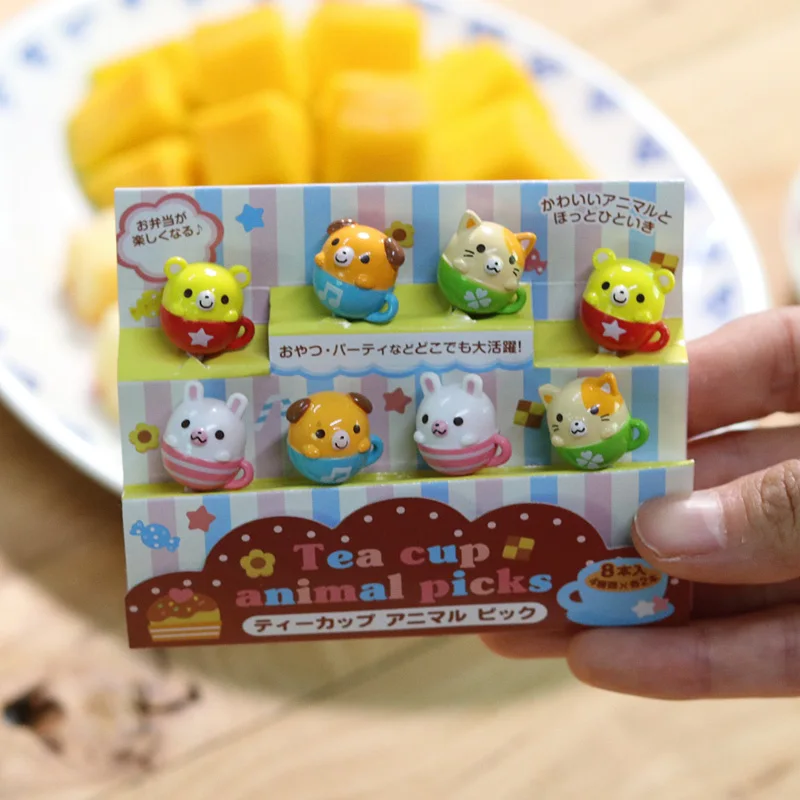
Cute Tea Cup Animal Picks Long and Short Type 