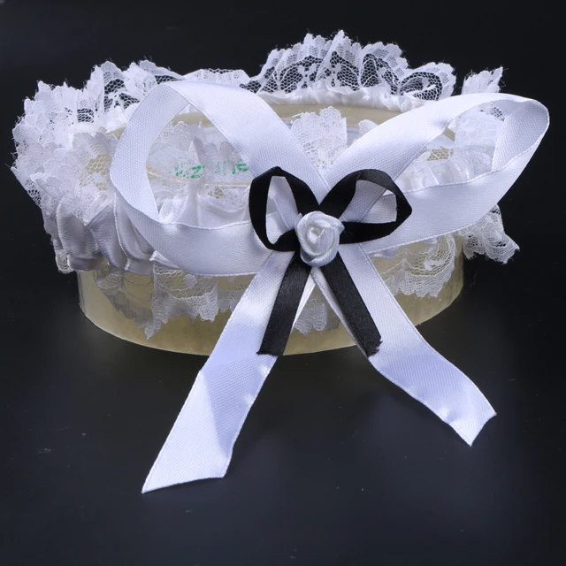Single bride  party  bachelorette hen Party sexy girl lace garter white bow decorated with black leg garter